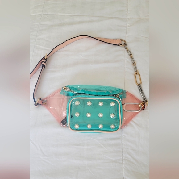 Reth Bags Womens Multi Colored Clear Fanny Packcrossbody Purse With
